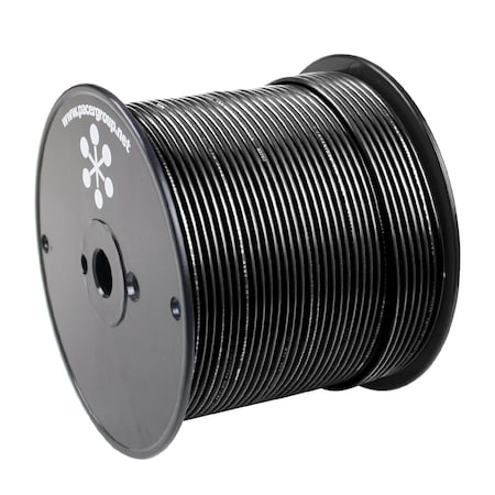 Pacer Group Primary Wire, Marine, 14 AWG, 1C C, Black, PVC, Stranded, 600V, 500 ft. WUL14BK-500
